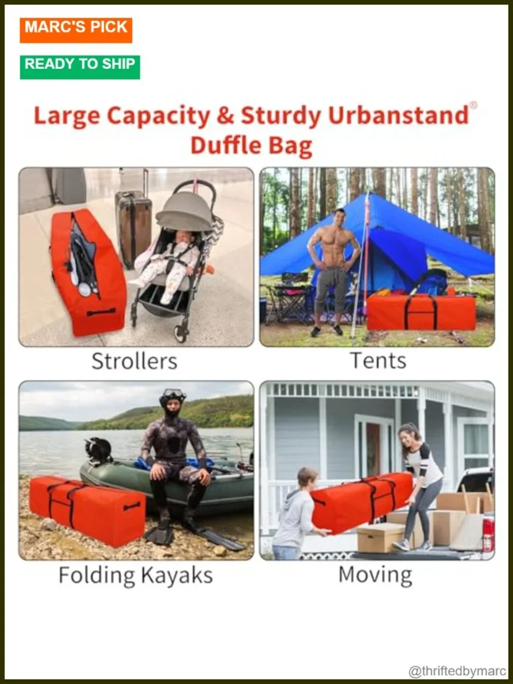 Foldable 52in Duffel Bag 2 Pack, 600D Ripstop Polyester Travel Camping Gear